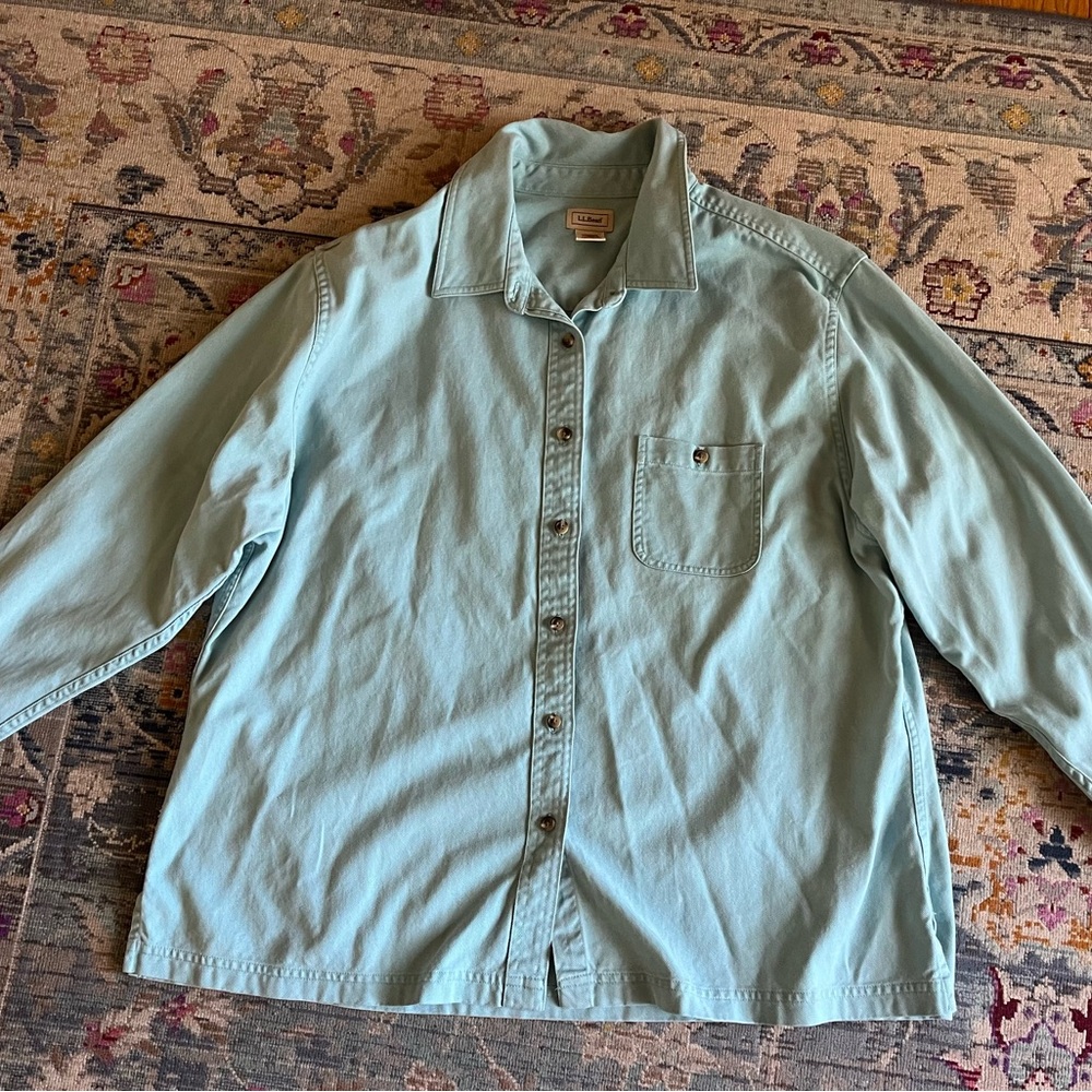 L. L. Bean Vintage Light Blue Button Down Shirt Jacket